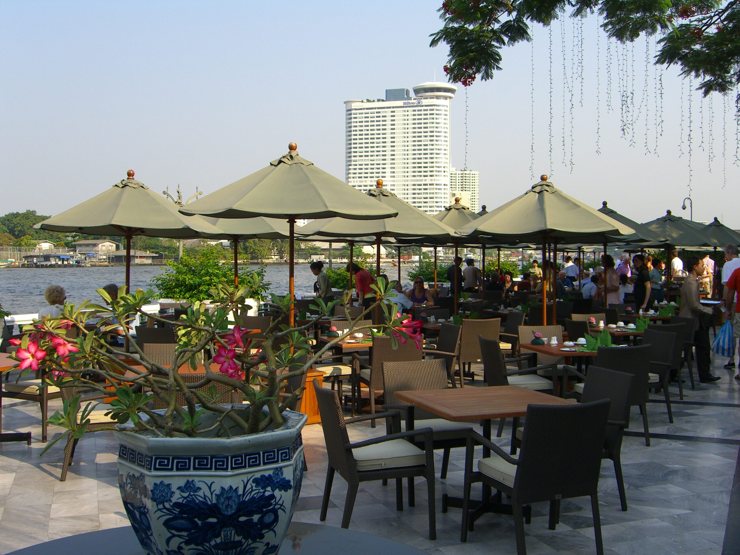 Breakfast at the famous Oriental Hotel on Bangkok's Chao Phraya River