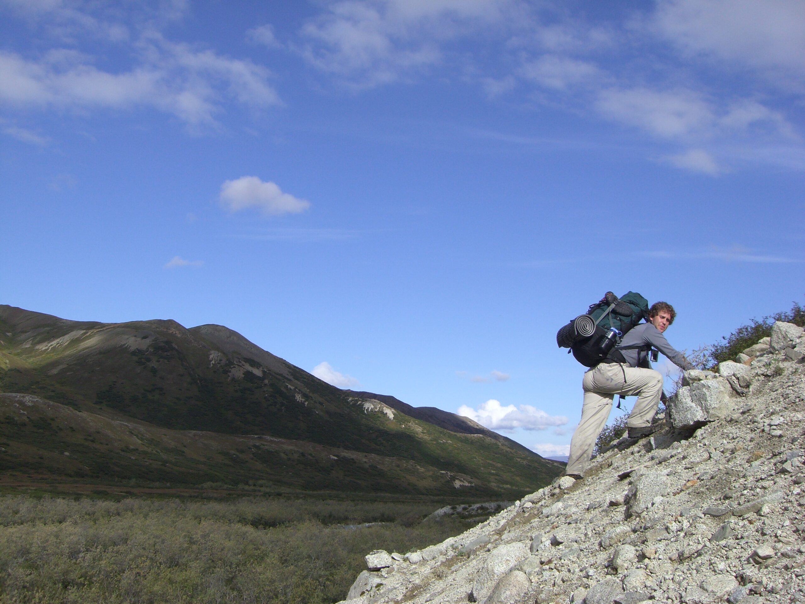 Brian tries to get to higher ground in Denali National Park.