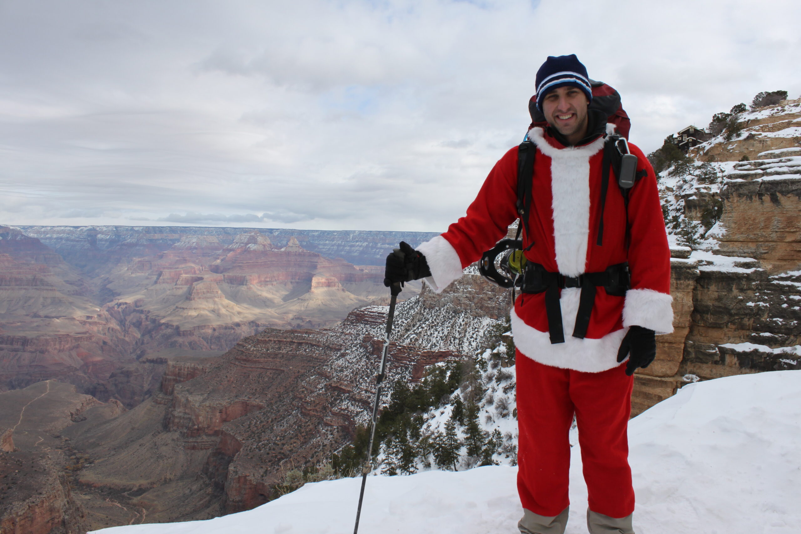 Hank poses in his Santa suit on Bright Angel Trail.