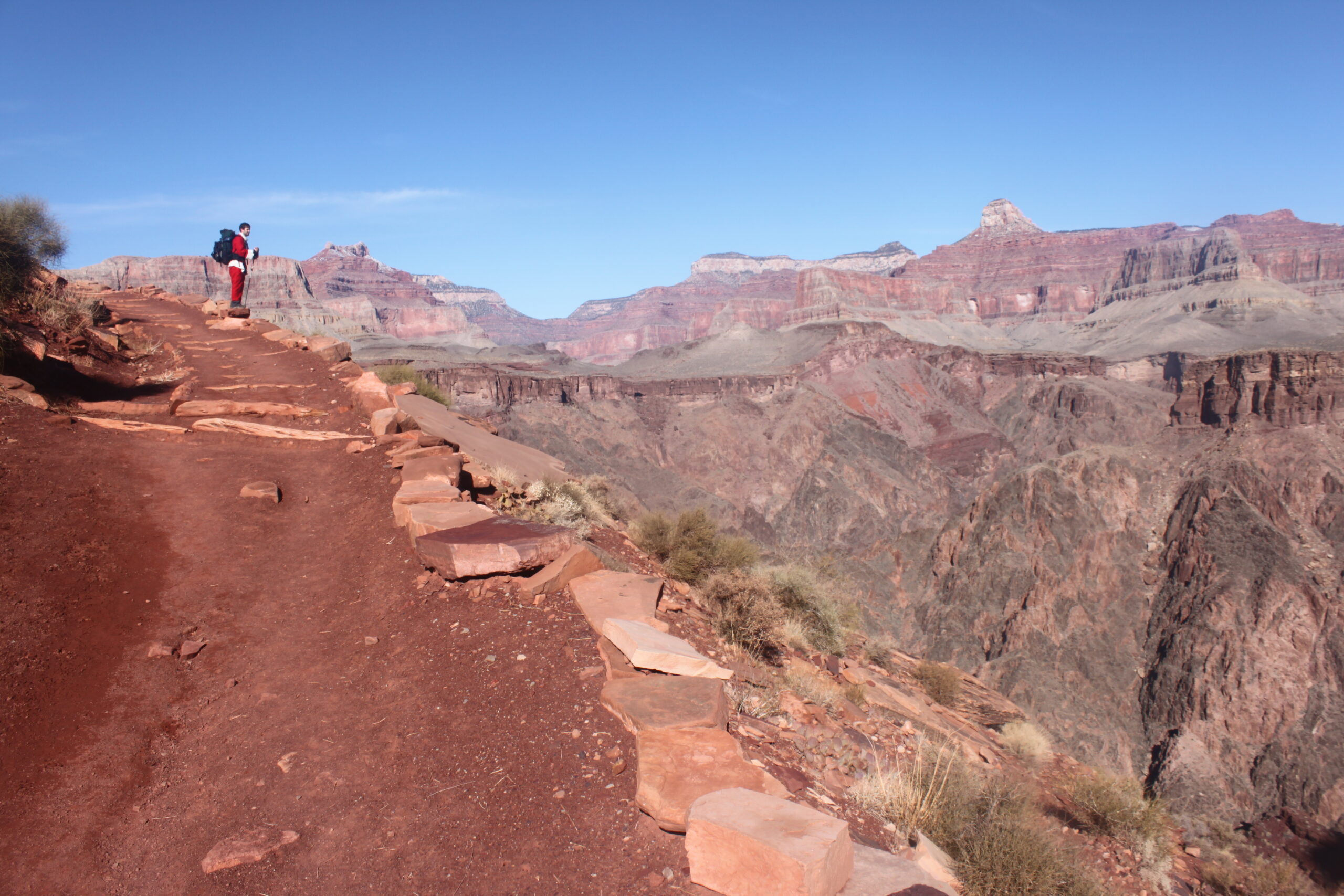 Santa Claus (a.k.a. Brian) looks out at the Grand Canyon from the South Kaibab Trail.