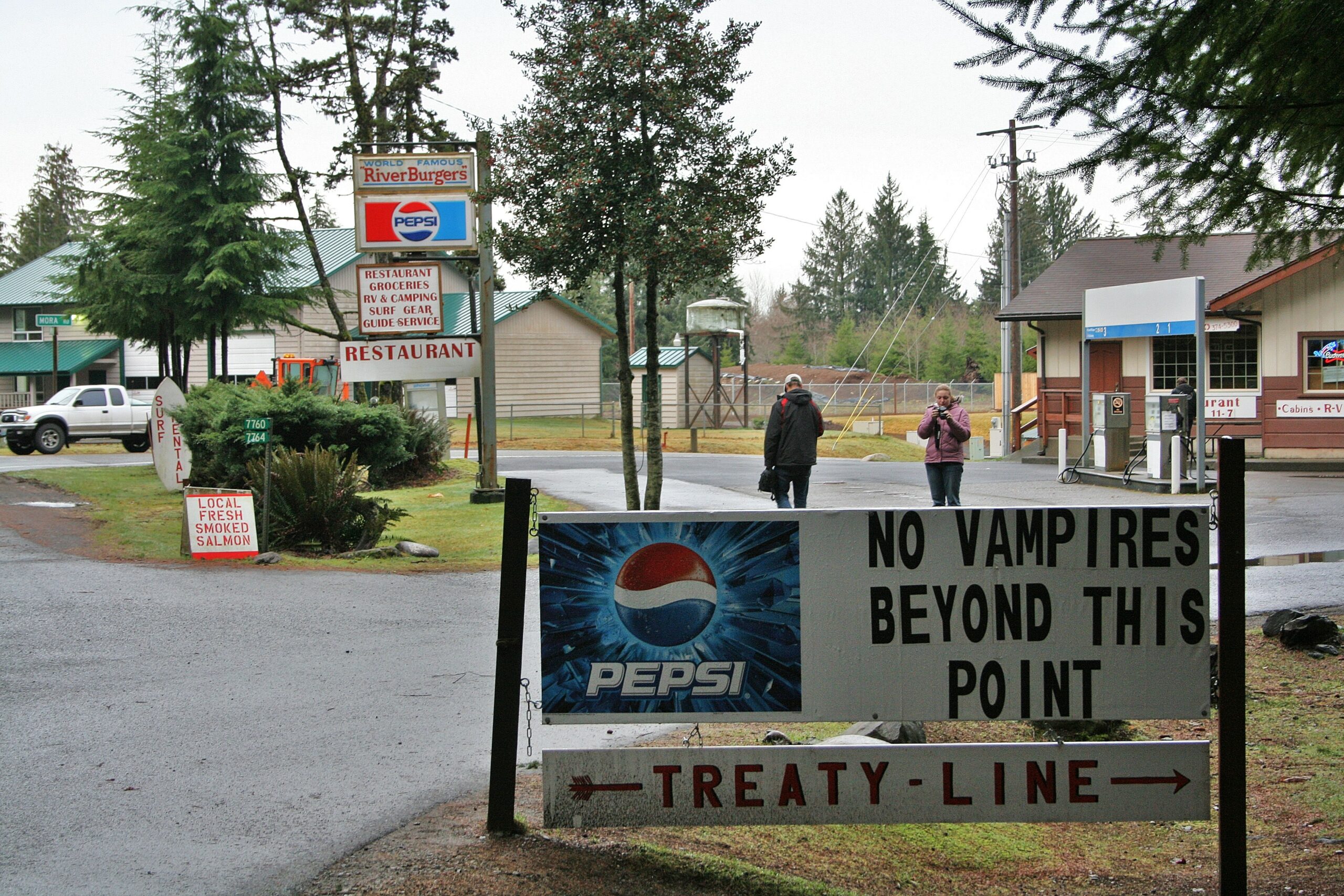 A sign marks the start of the Quillayute Indian Reservation in Forks, Washington.