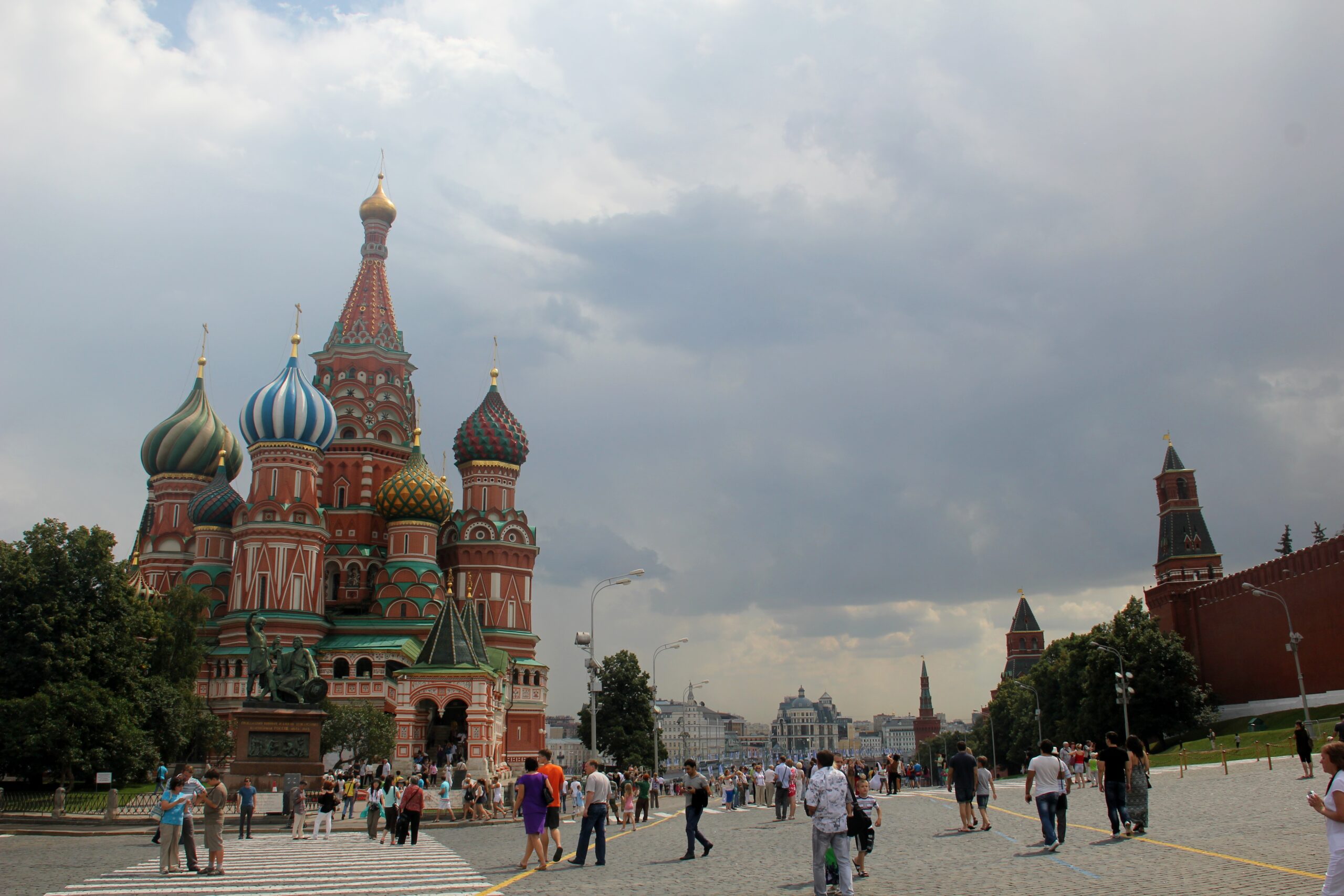 St. Basil's Cathedral, a quintessential Moscow tourist attraction, sits on the western edge of Red Square.