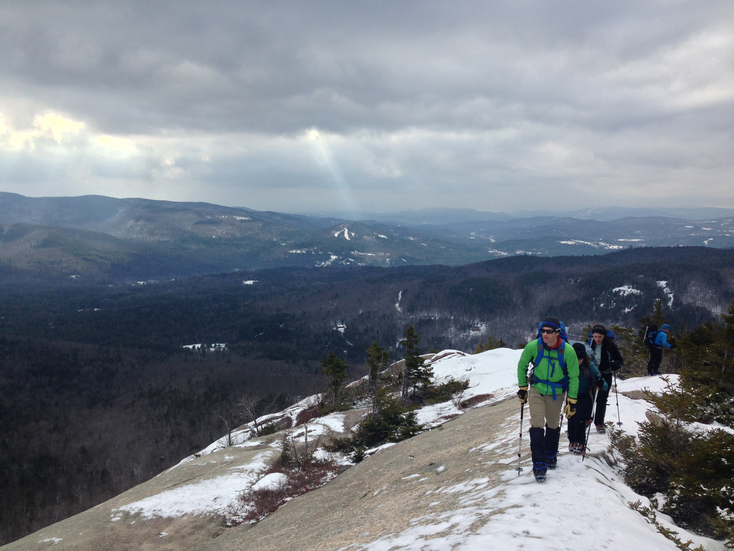 Hikers do a test hike on Mount Dickey in the White Mountains.
