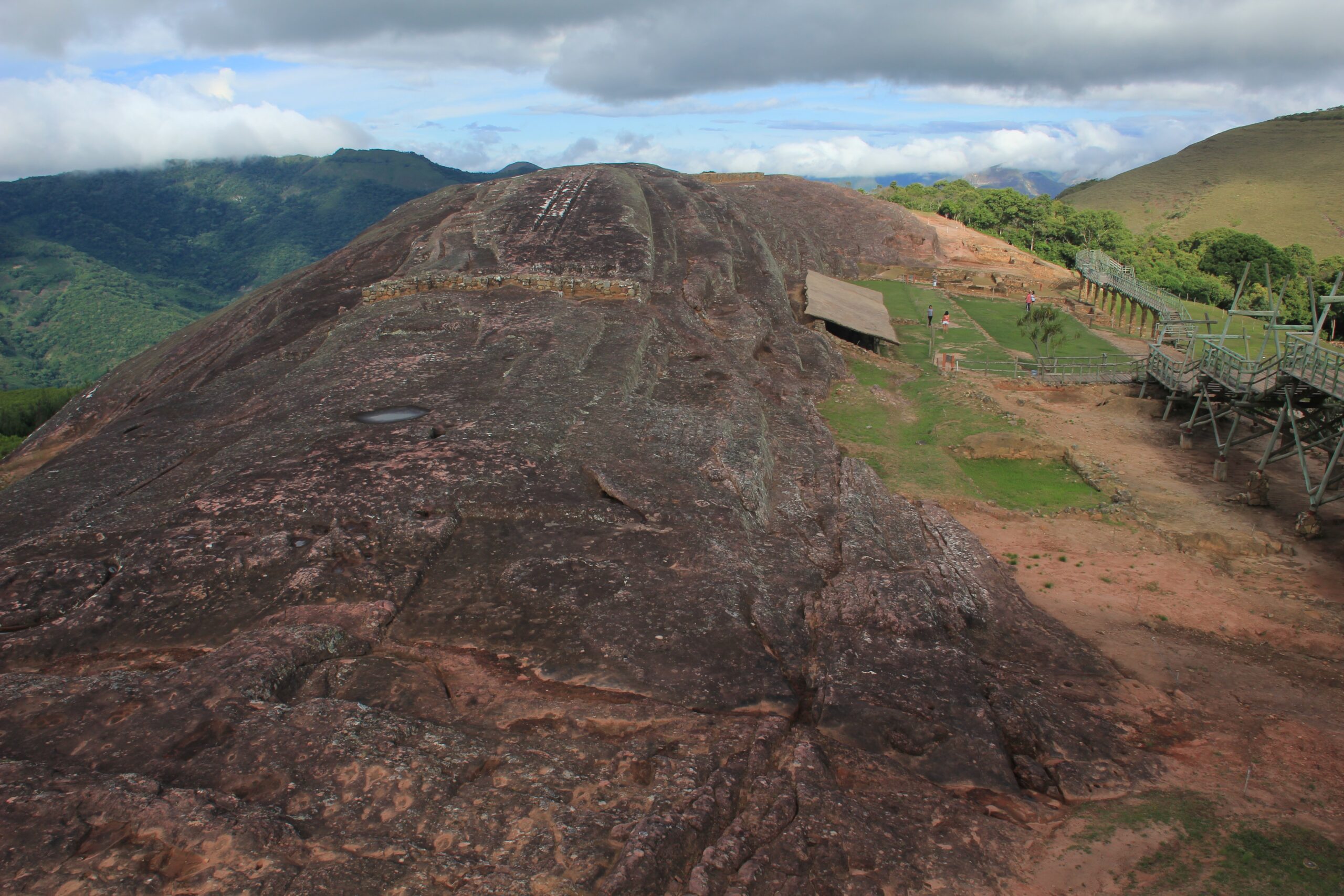 Visitors to El Fuerte de Samaipata in Bolivia are greeting by a massive rock monolith.