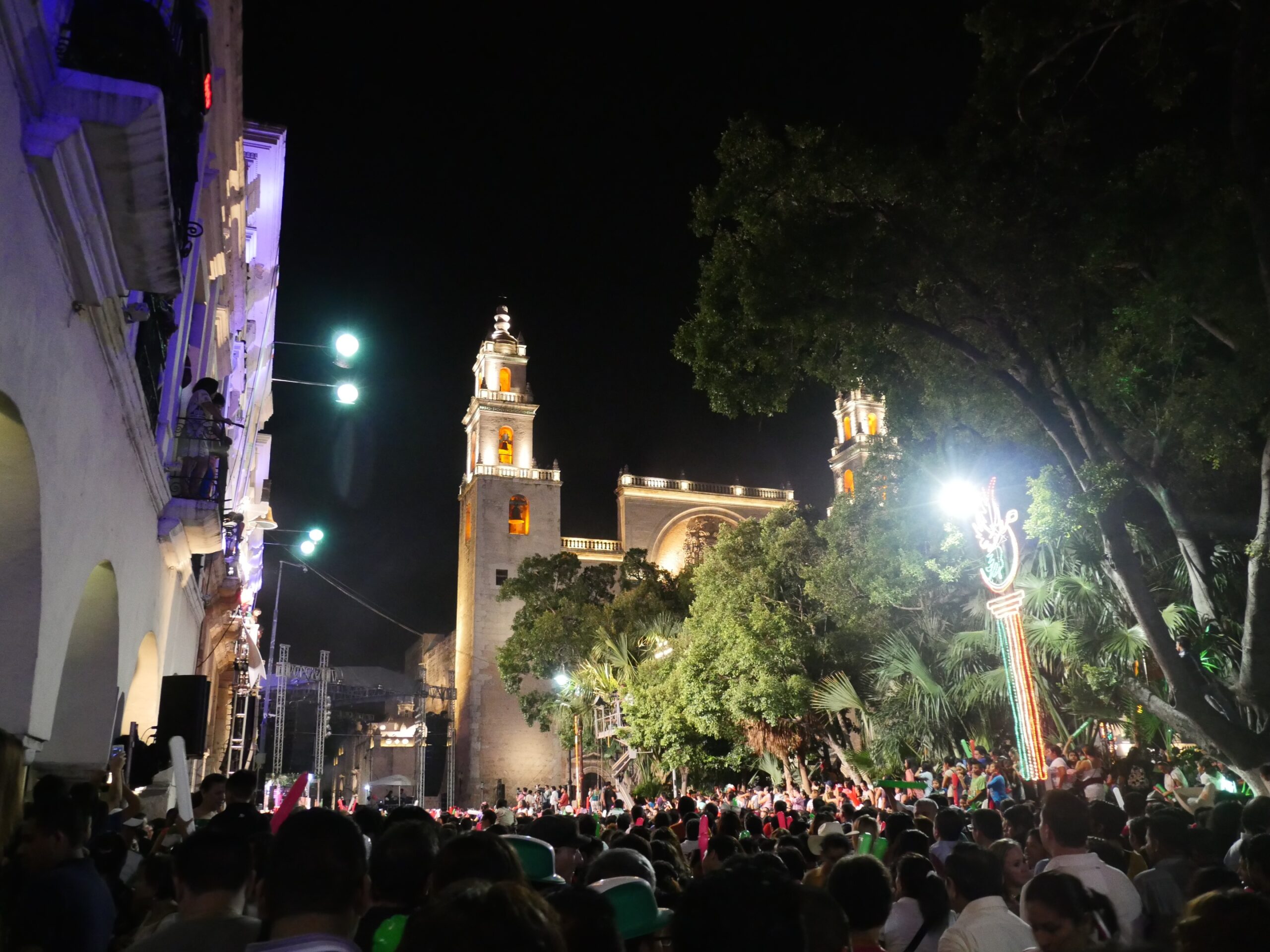 Crowds gather to watch Mexican band Intocable for Mexican Independence Day in Mérida, Mexico.