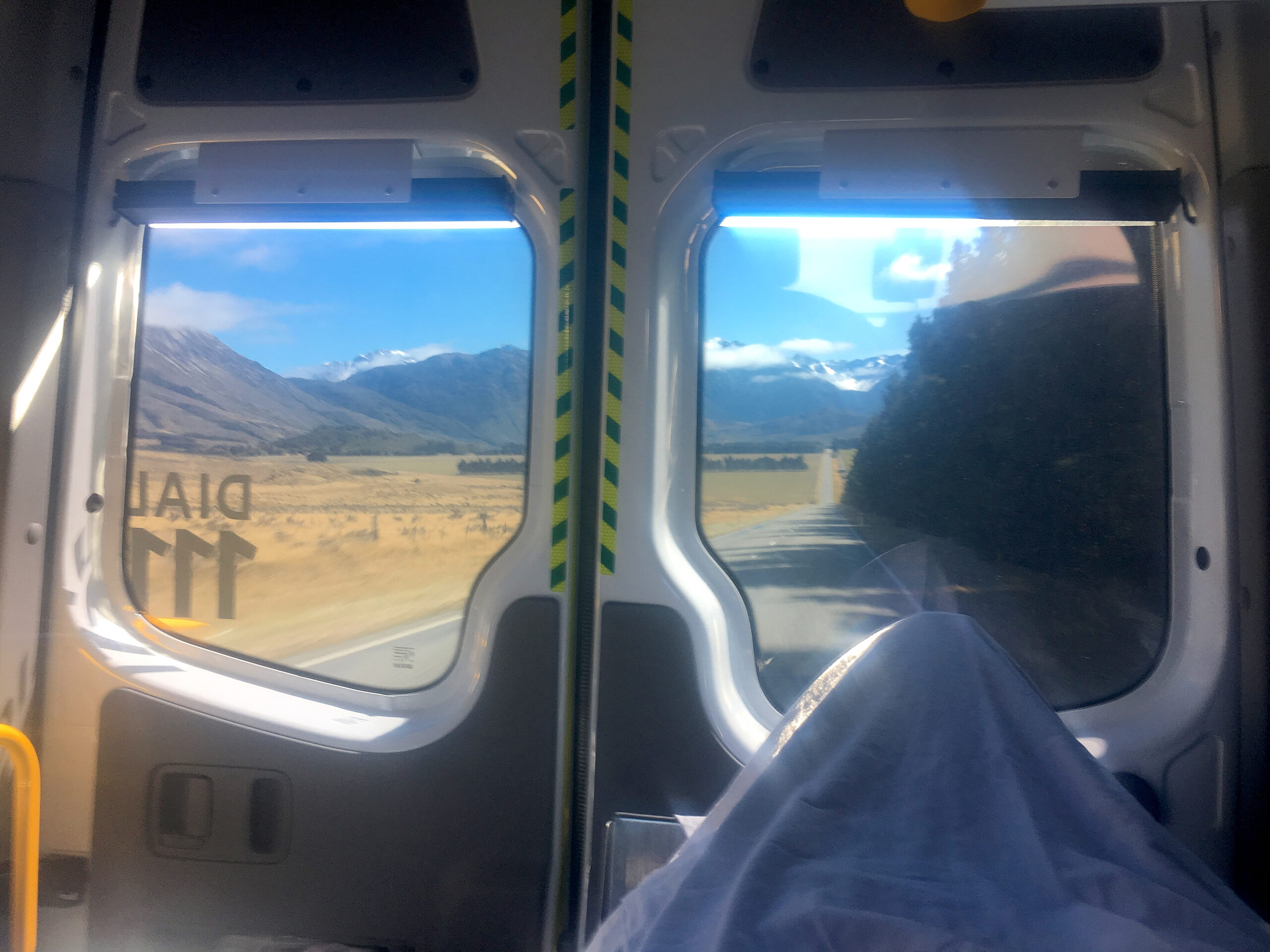 The view of New Zealand's Lewis Pass Road from the back of an ambulance is dazzling.